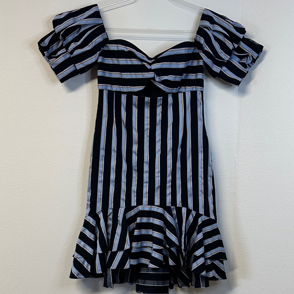 Wayf Korbin Striped Off-The-Shoulder Casual Dress S - Picture 2 of 7